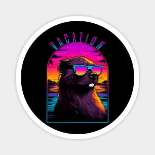 Beaver in sunglasses, vacation Magnet